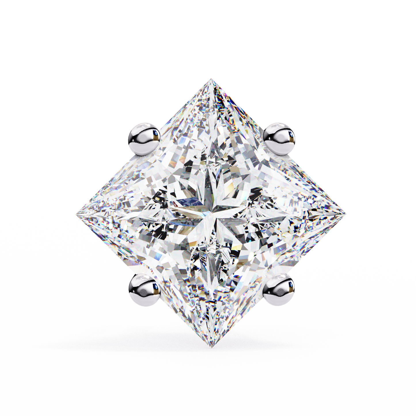 2.39Ct Princess Cut Top Grade Diamond Prong Set Solitaire Dainty Sparkling Stud Daily Wear Earring For Women's