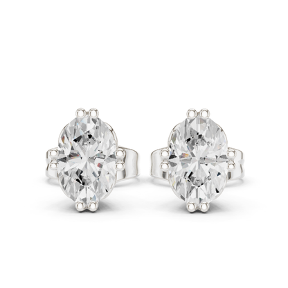 Oval Lab Grown Diamond Solitaire Rose Gold Stud Earring