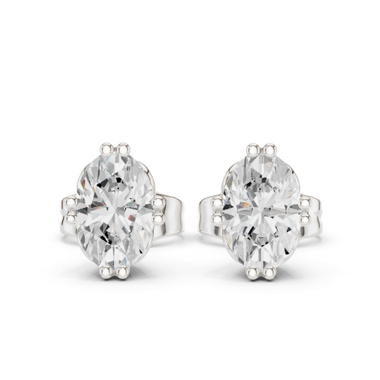 Oval Lab Grown Diamond Solitaire Rose Gold Stud Earring