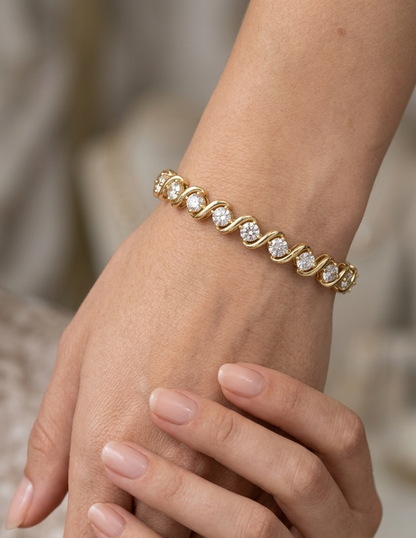 Spiral Round Cut Lab Grown Diamond Tennis Bracelet