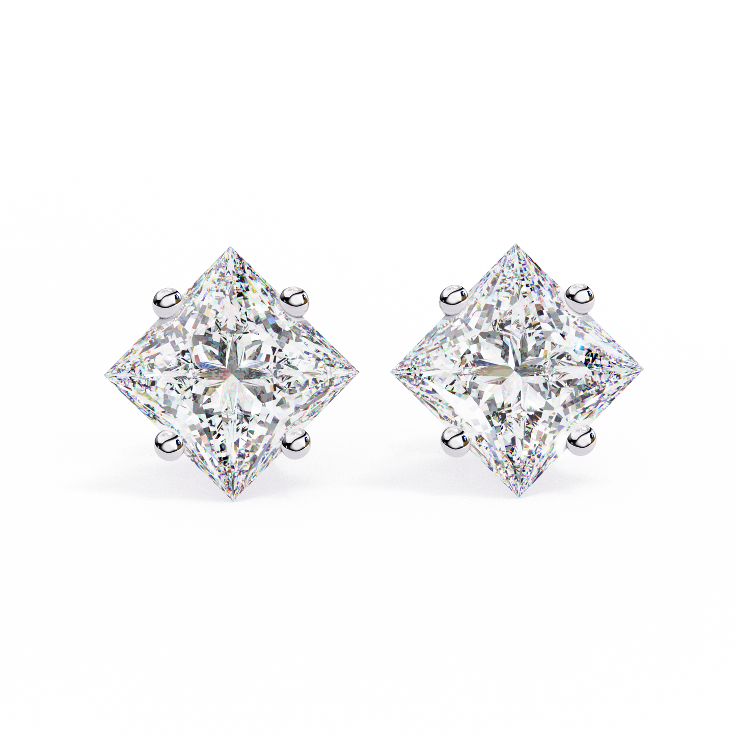 2.39Ct Princess Cut Top Grade Diamond Prong Set Solitaire Dainty Sparkling Stud Daily Wear Earring For Women's