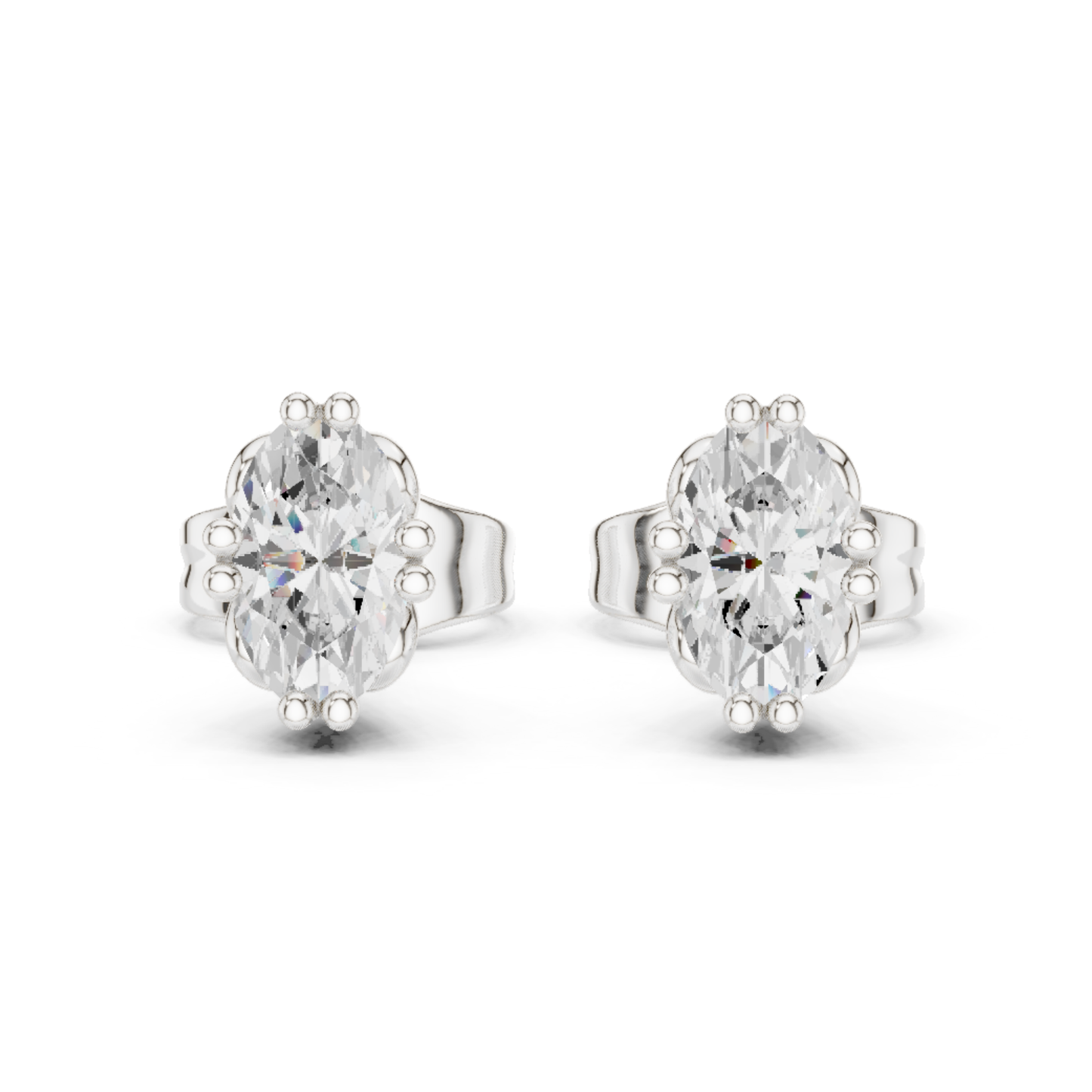 Oval Cut Solitaire Lab Grown Diamond Prong Set Stud Earring
