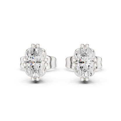Oval Cut Solitaire Lab Grown Diamond Prong Set Stud Earring