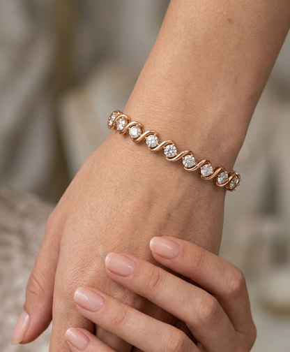 Spiral Round Cut Lab Grown Diamond Tennis Bracelet