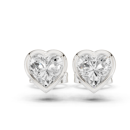 Heart Cut Lab Grown Diamond Vintage Stud Earrings
