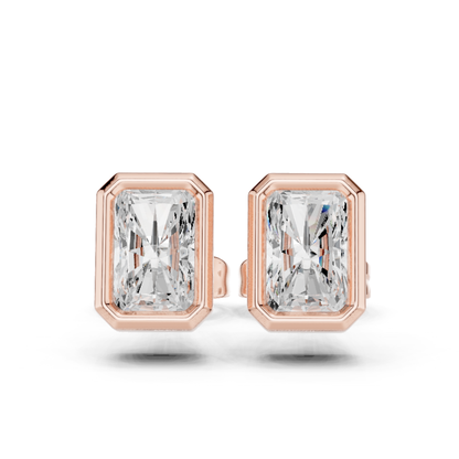 Radiant Cut Lab Grown Diamond Vintage Stud Earrings