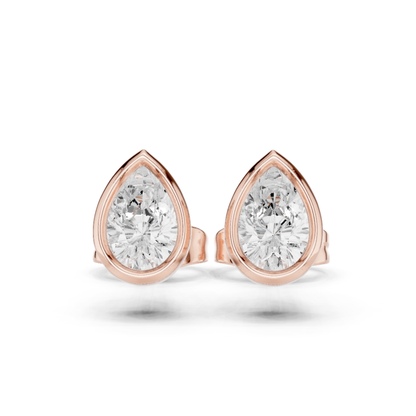 Pear Cut Lab Grown Diamond Vintage Stud Earrings