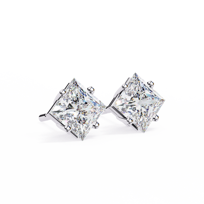 2.39Ct Princess Cut Top Grade Diamond Prong Set Solitaire Dainty Sparkling Stud Daily Wear Earring For Women's