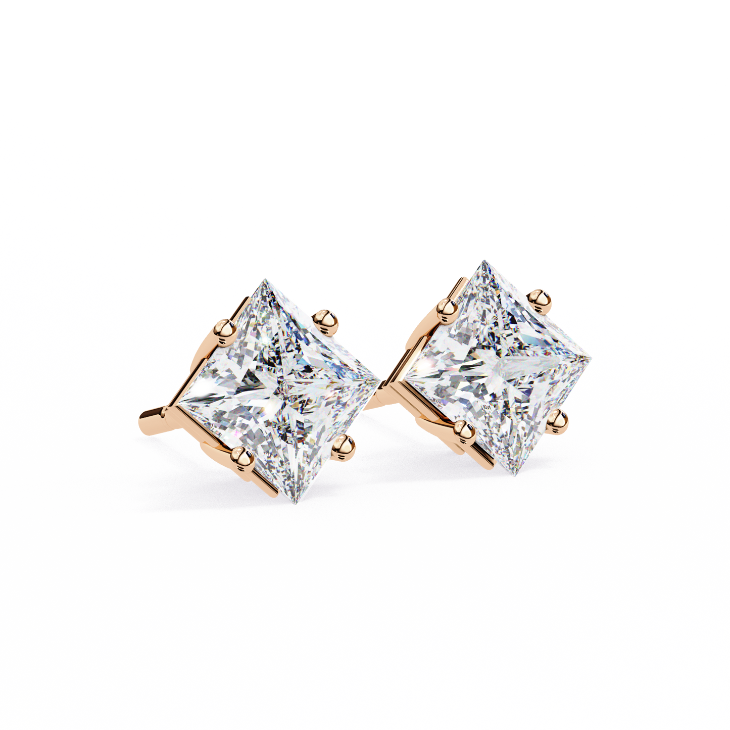 2.39Ct Princess Cut Top Grade Diamond Prong Set Solitaire Dainty Sparkling Stud Daily Wear Earring For Women's