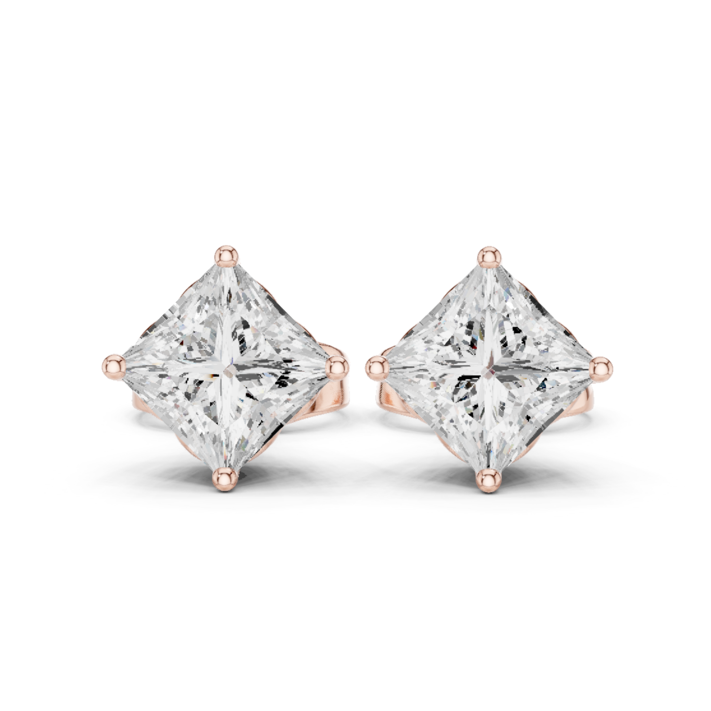 0.88Ct Princess Lab Grown Diamond Solitaire Stud Earring