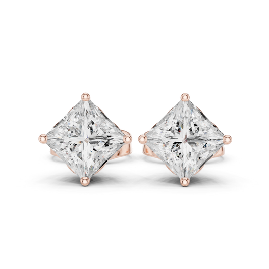 0.88Ct Princess Lab Grown Diamond Solitaire Stud Earring