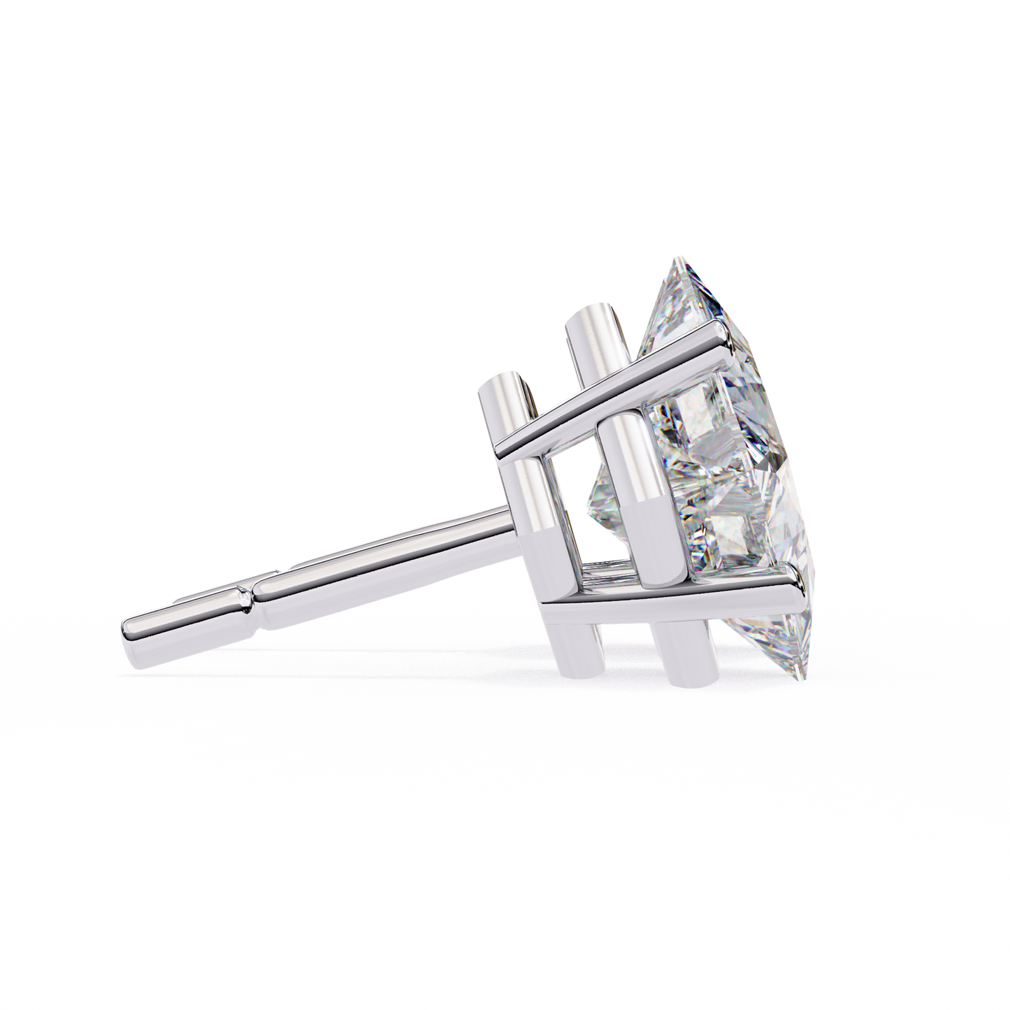 2.39Ct Princess Cut Top Grade Diamond Prong Set Solitaire Dainty Sparkling Stud Daily Wear Earring For Women's