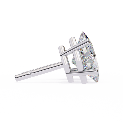 2.39Ct Princess Cut Top Grade Diamond Prong Set Solitaire Dainty Sparkling Stud Daily Wear Earring For Women's