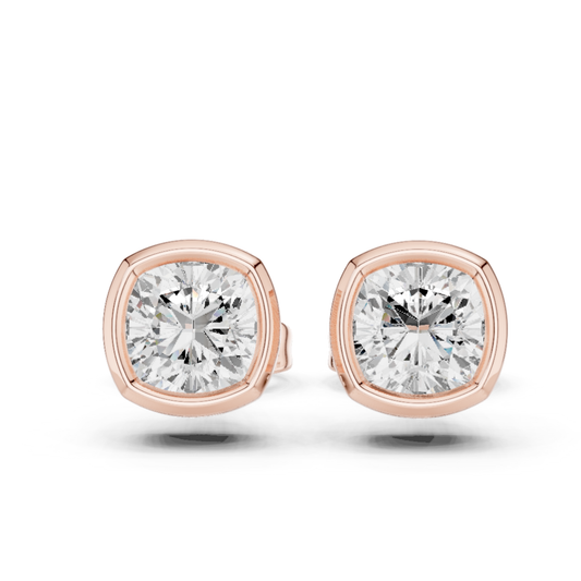 Cushion Cut 1.00CT Lab Grown Diamond Minimalist Bezel Set Stunning Daily Wear Stud Earring