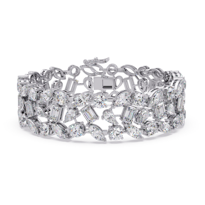 Mixed Shape Lab grown Diamond Wide Bracelet