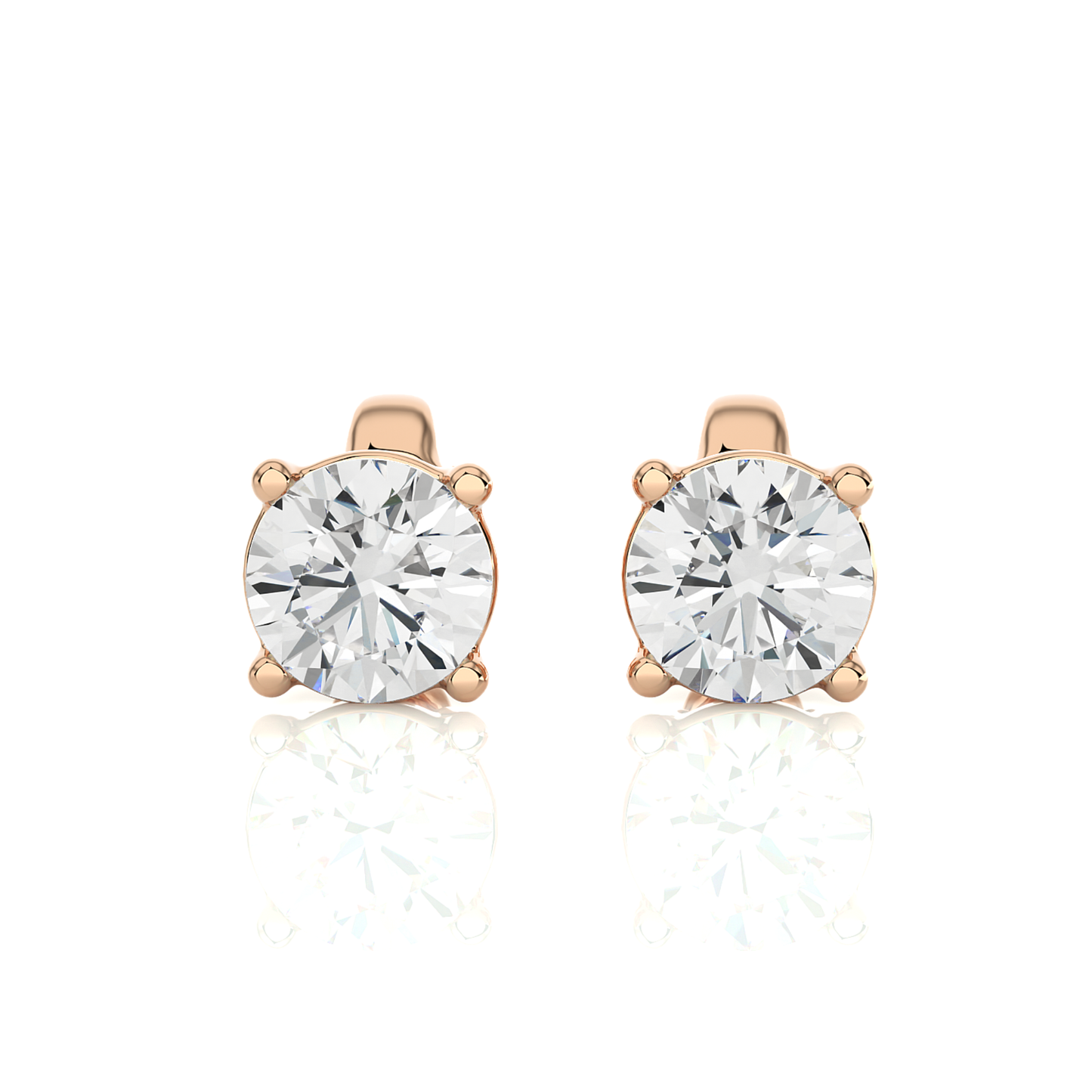 14K Yellow Gold Round Brilliant Cut Diamond Earrings
