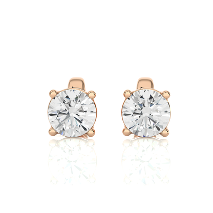 14K Yellow Gold Round Brilliant Cut Diamond Earrings