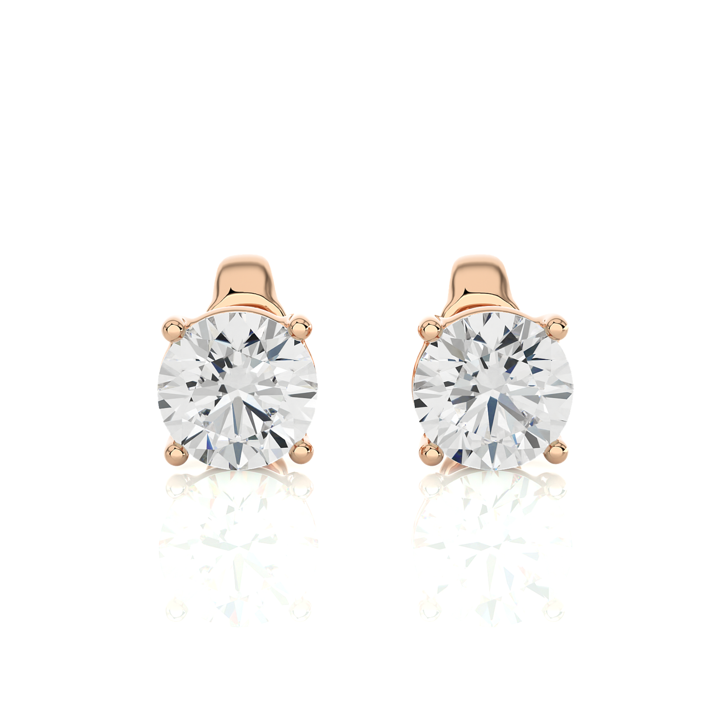 14K White Gold Round Solitaire Stud Earrings