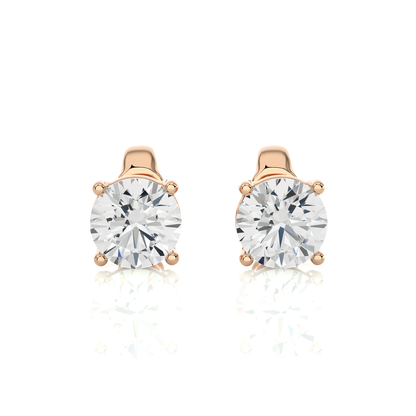 14K White Gold Round Solitaire Stud Earrings