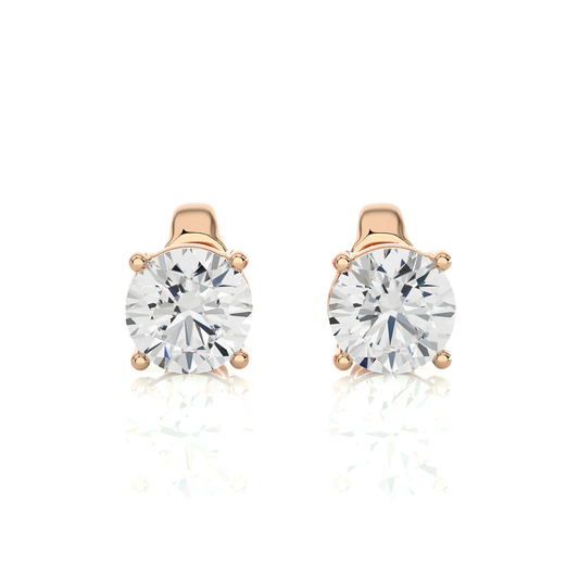 14K White Gold Round Solitaire Stud Earrings