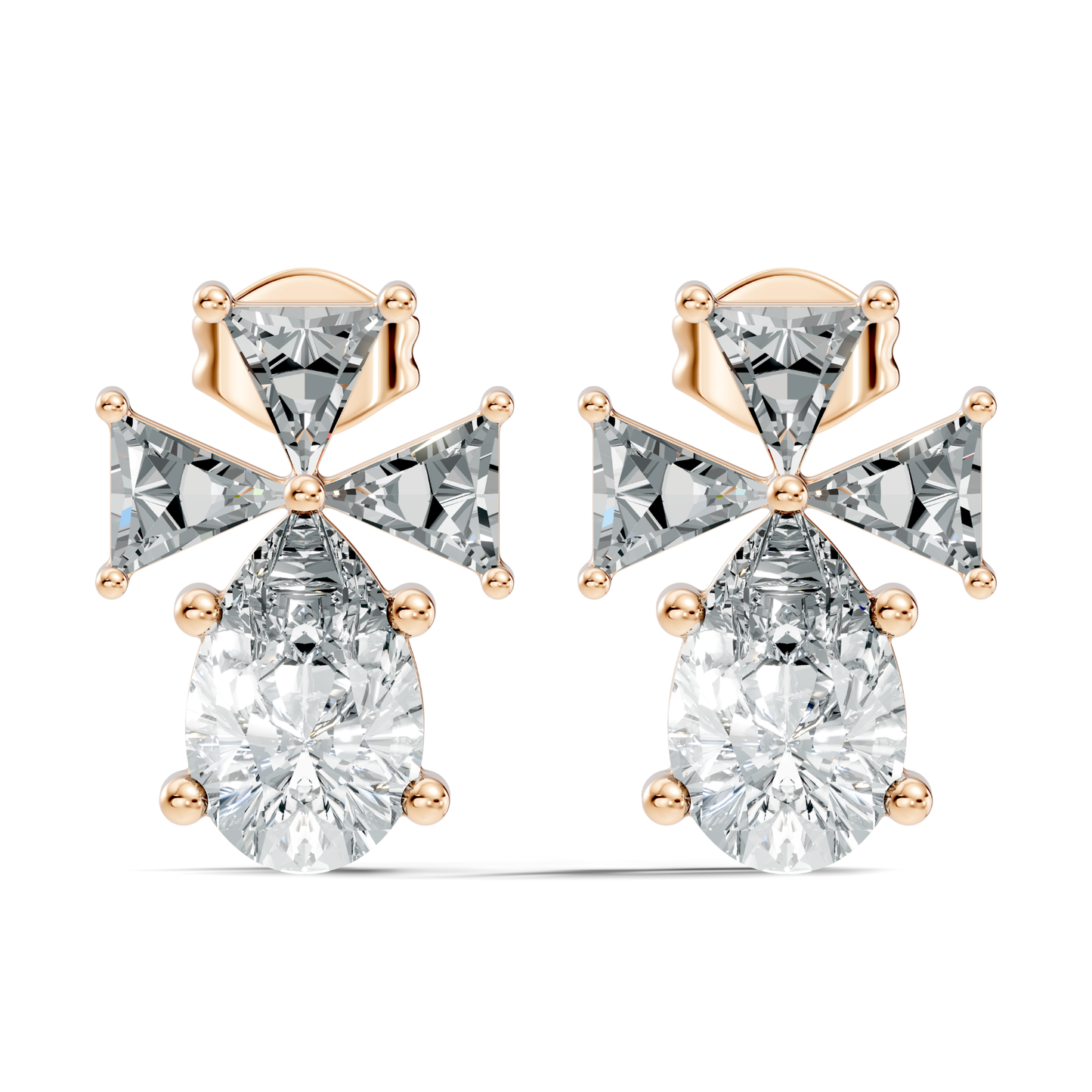 Triangle & Pear Lab Grown Diamond Vinatge Stud Earring