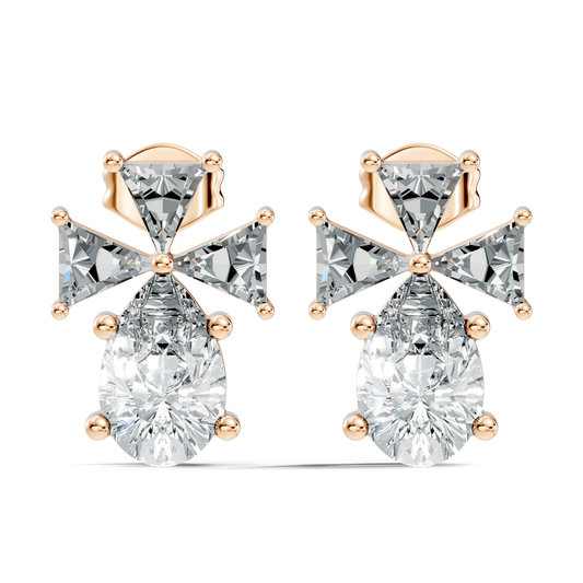 Triangle & Pear Lab Grown Diamond Vinatge Stud Earring