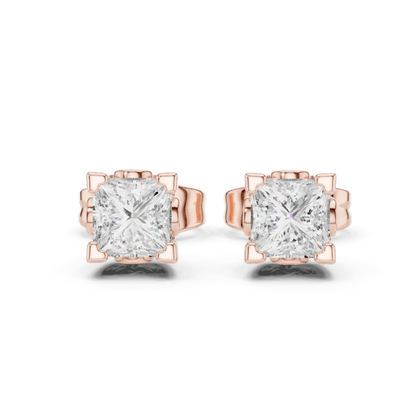 Princess Cut Lab Grown Classic Studs Solitaire Diamond Earring