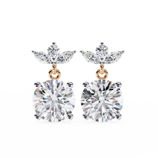 2.02Ct Marquise And Round Cut Lab Grown Diamond Classic Timeless Vintage Drop Earring, Annivrasry Gift For Her - HIGHCARAT DIAMONDS