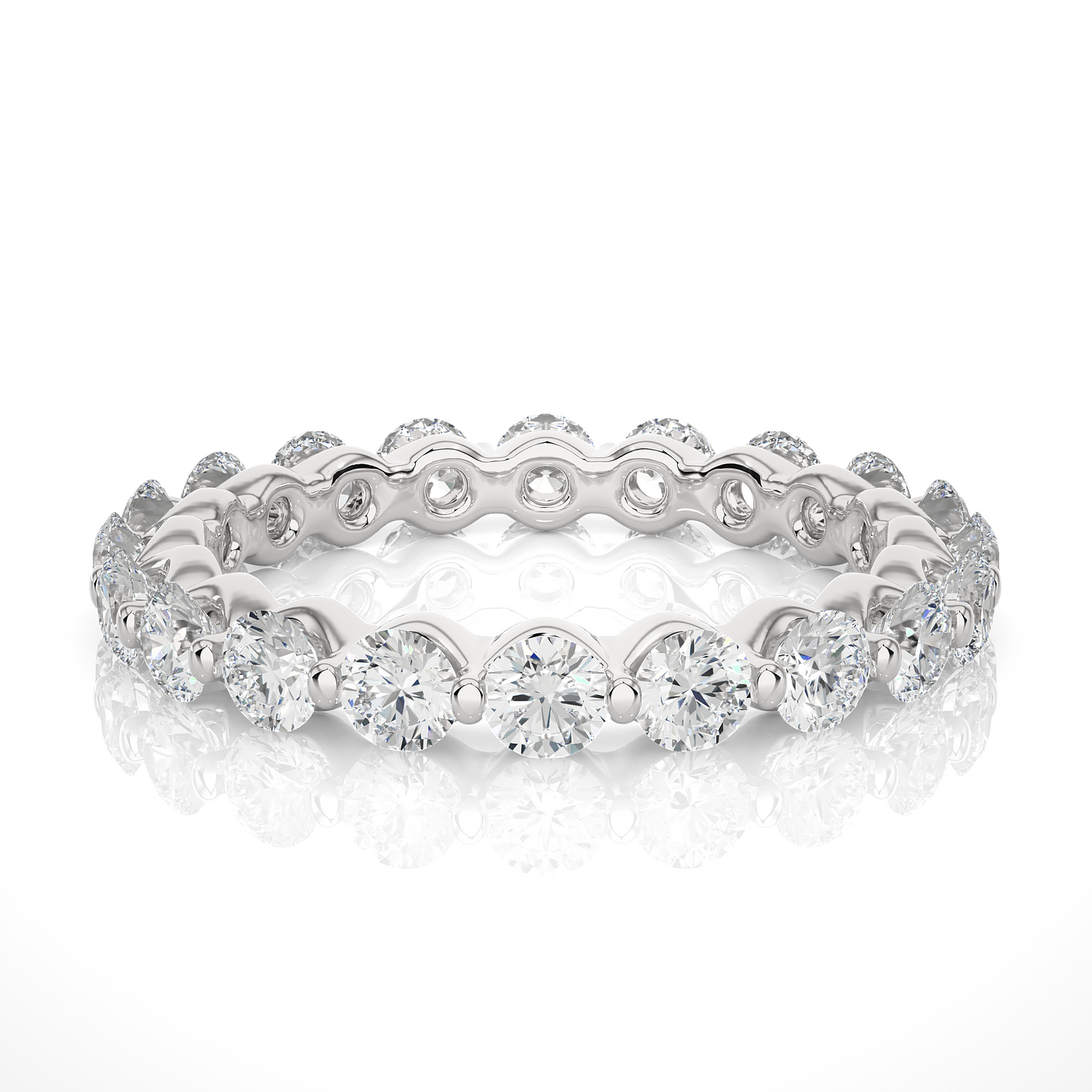 2.03 CT Channel Set Round Cut Lab Grown & Natural Diamond  Colorless Engagement Ring, With 14K Solid White Gold - HIGHCARAT DIAMONDS