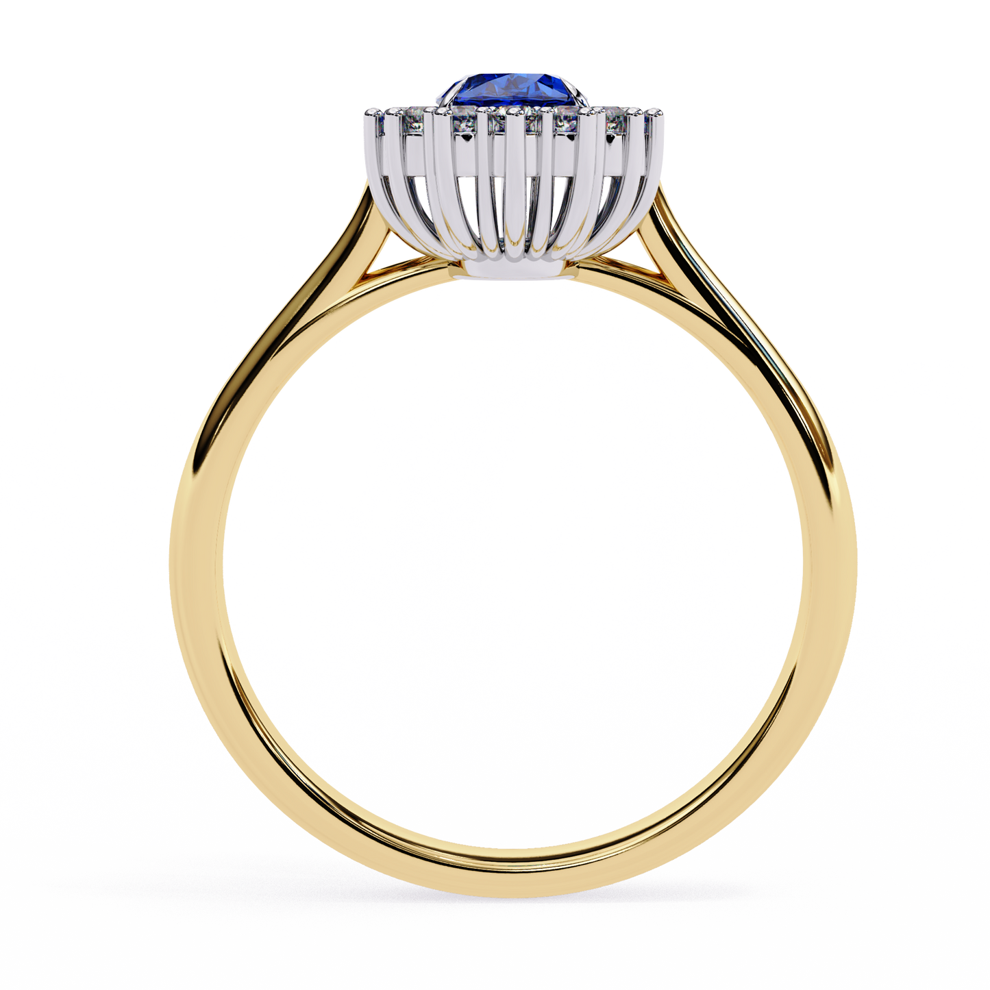 2.04 Ct Oval And Round Cut Blue Sapphire Diamond,10k  Blue Fancy Delicate Elegant Ring