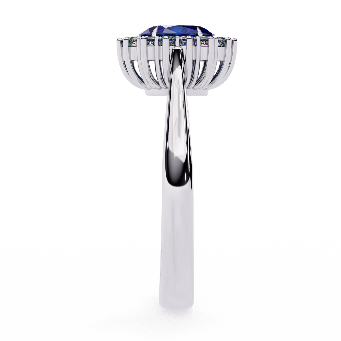 2.04 Ct Oval And Round Cut Blue Sapphire Diamond,10k  Blue Fancy Delicate Elegant Ring