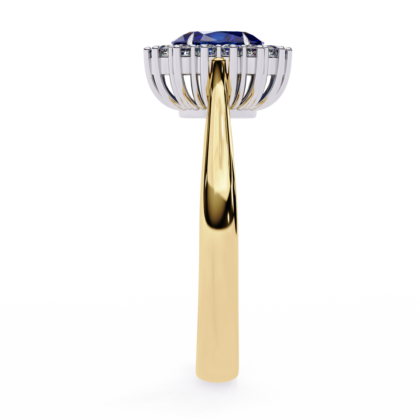 2.04 Ct Oval And Round Cut Blue Sapphire Diamond,10k  Blue Fancy Delicate Elegant Ring