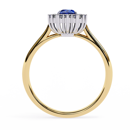 2.04 Ct Oval And Round Cut Blue Sapphire Diamond,10k  Blue Fancy Delicate Elegant Ring - HIGHCARAT DIAMONDS