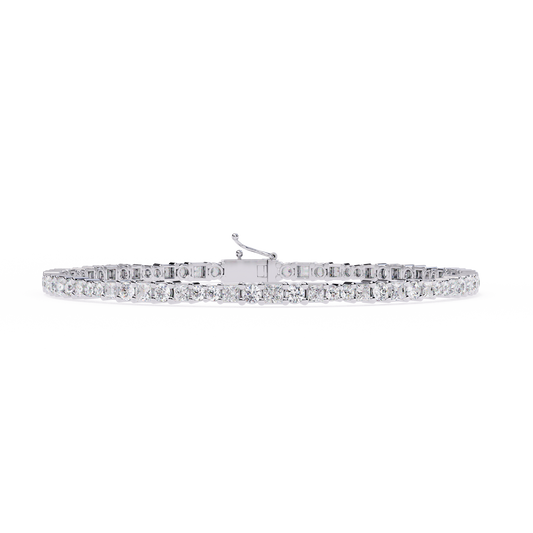 2.05Ct Round And Princess Cut Lab Grown Diamond Timeless Channel Set Dainty Tennis Bridesmaid Bracelet For Her - HIGHCARAT DIAMONDS