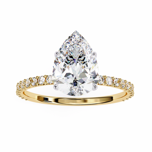 2.06 Ct Pear And Round lab Grown Diamond Cut 10k Solid Gold  Pave Set Cluster Bridal Ring