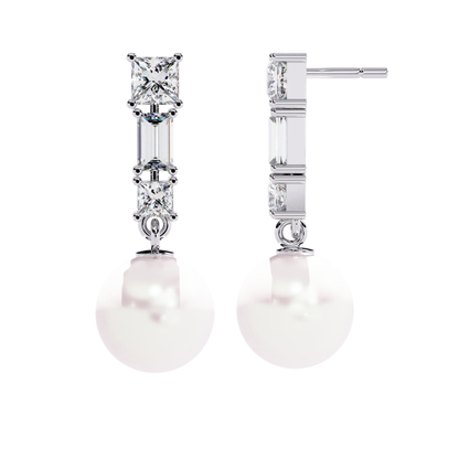 2.08 Ct Baguette & Princess Diamond Drop Earrings - HIGHCARAT DIAMONDS