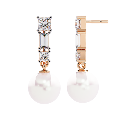 2.08 Ct Baguette & Princess Diamond Drop Earrings - HIGHCARAT DIAMONDS