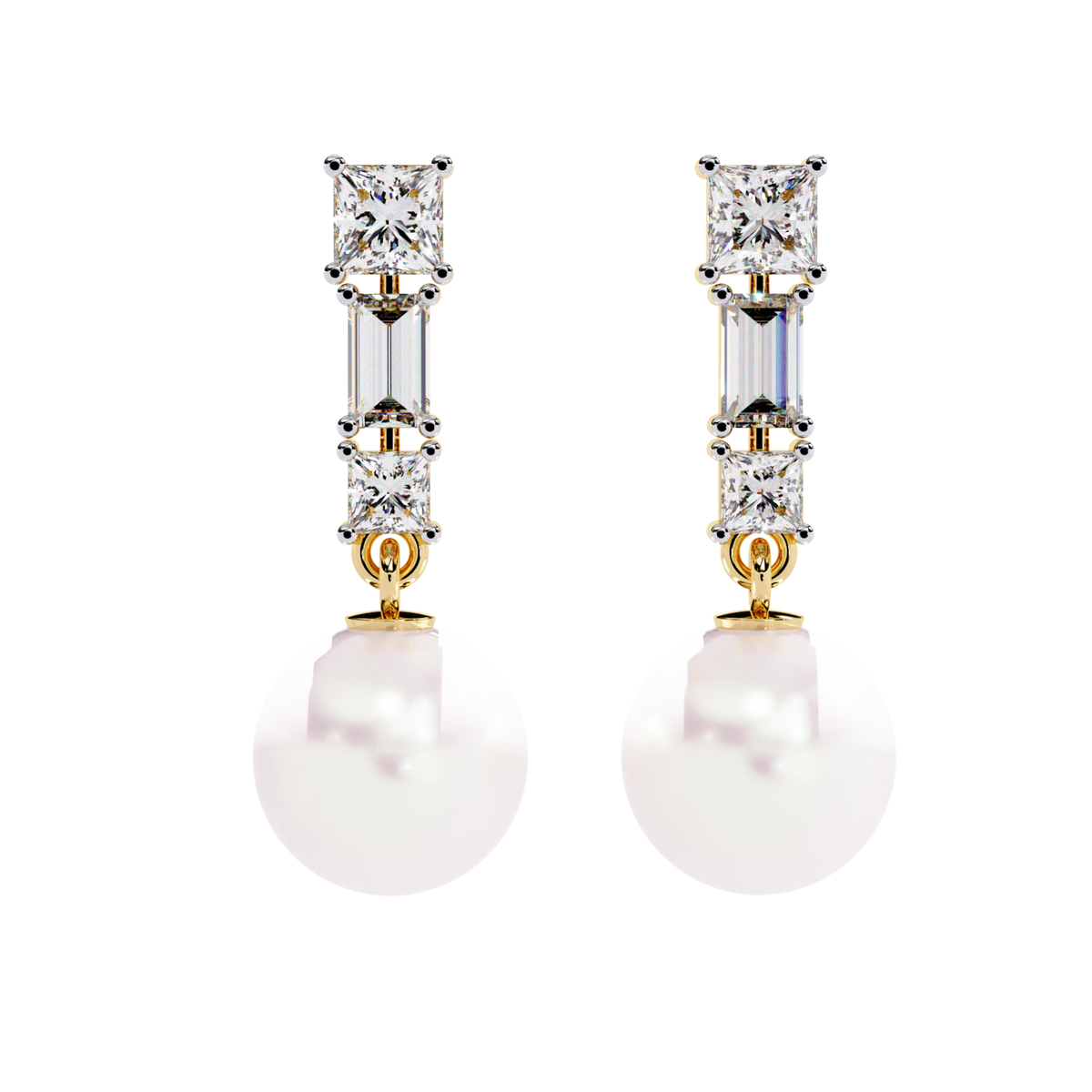 2.08 Ct Baguette & Princess Diamond Drop Earrings - HIGHCARAT DIAMONDS