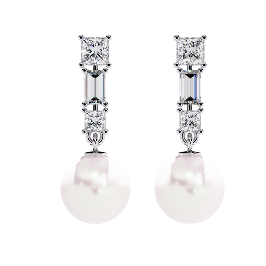 2.08 Ct Baguette & Princess Diamond Drop Earrings - HIGHCARAT DIAMONDS