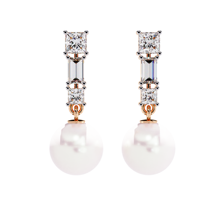 2.08 Ct Baguette & Princess Diamond Drop Earrings - HIGHCARAT DIAMONDS