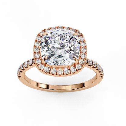 2.09 Carat Cushion Cut Lab Grown Diamond with 10k Gold Setting Inspired Dainty Ring for Women