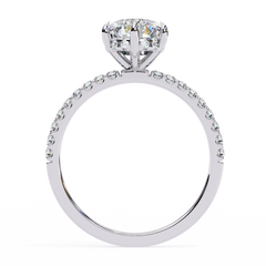 2.09 Ct Pear And Round Cut Lab Grown 14K Solid White Gold  Diamond Stunning Perfect Bridal Ring - HIGHCARAT DIAMONDS