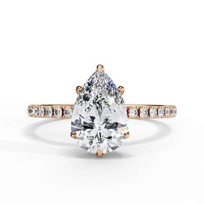 2.09 Ct Pear And Round Cut Lab Grown 14K Solid White Gold  Diamond Stunning Perfect Bridal Ring - HIGHCARAT DIAMONDS