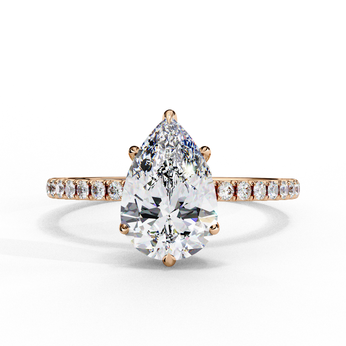 2.09 Ct Pear And Round Cut Lab Grown 14K Solid White Gold  Diamond Stunning Perfect Bridal Ring - HIGHCARAT DIAMONDS