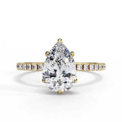 2.09 Ct Pear And Round Cut Lab Grown 14K Solid White Gold  Diamond Stunning Perfect Bridal Ring - HIGHCARAT DIAMONDS