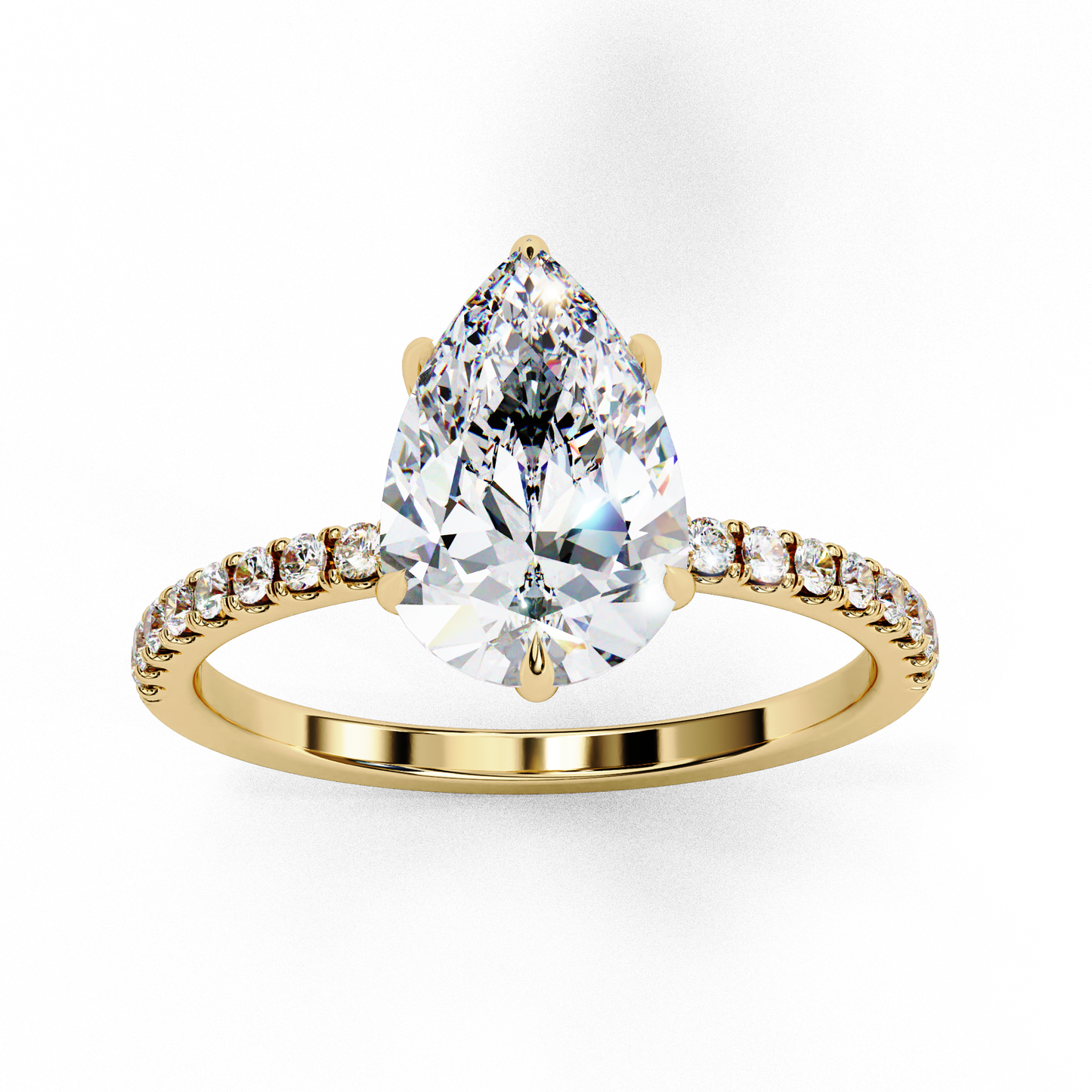 2.09 Ct Pear And Round Cut Lab Grown 14K Solid White Gold  Diamond Stunning Perfect Bridal Ring - HIGHCARAT DIAMONDS
