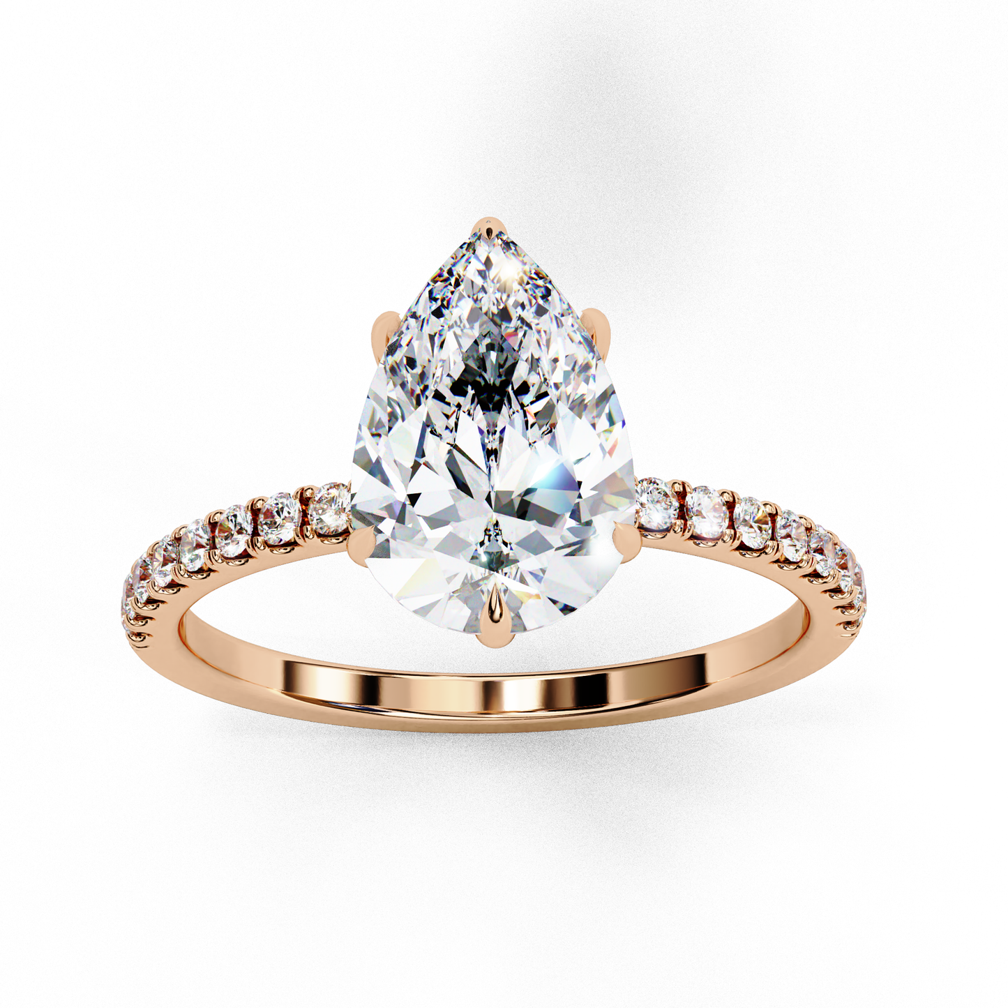 2.09 Ct Pear And Round Cut Lab Grown 14K Solid White Gold  Diamond Stunning Perfect Bridal Ring - HIGHCARAT DIAMONDS