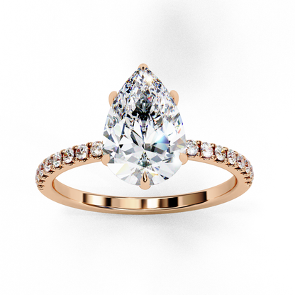 2.09 Ct Pear And Round Cut Lab Grown 14K Solid White Gold  Diamond Stunning Perfect Bridal Ring - HIGHCARAT DIAMONDS