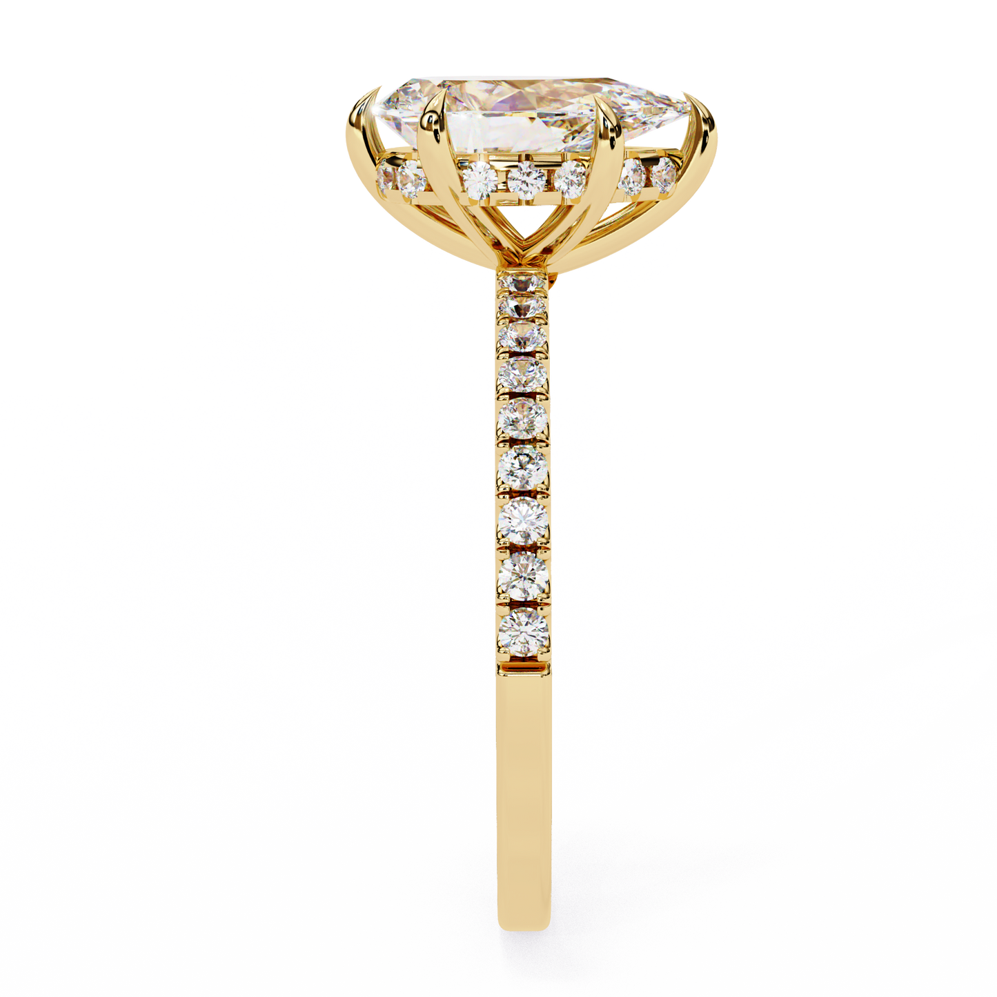 2.09 Ct Pear And Round Cut Lab Grown 14K Solid White Gold  Diamond Stunning Perfect Bridal Ring - HIGHCARAT DIAMONDS