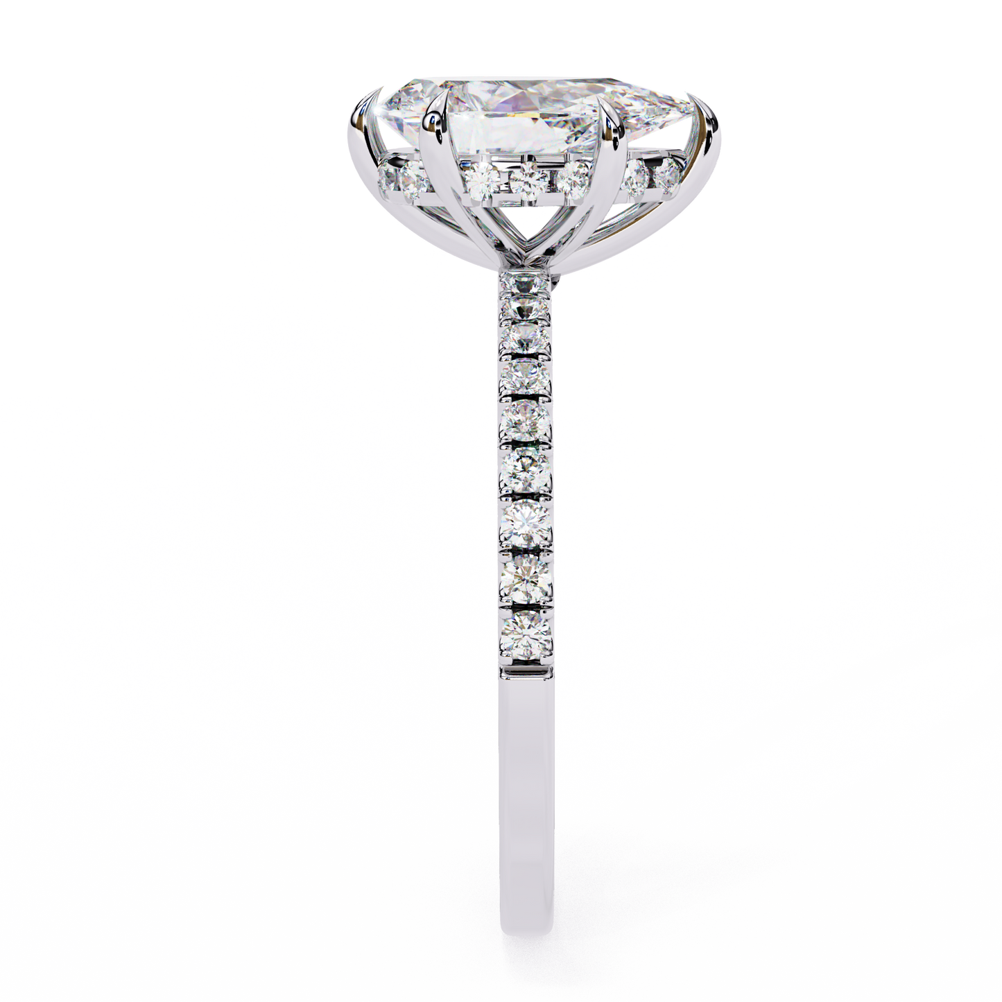 2.09 Ct Pear And Round Cut Lab Grown 14K Solid White Gold  Diamond Stunning Perfect Bridal Ring - HIGHCARAT DIAMONDS